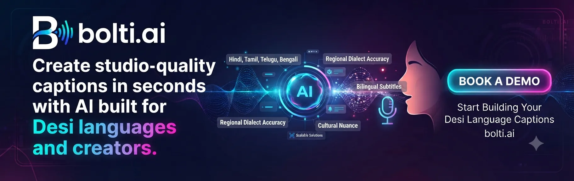 Bolti AI – AI Video Caption Generator Banner