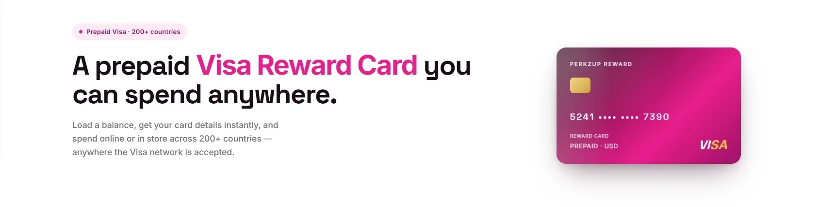 PerkZup: Instant Prepaid Visa Reward Card & Global Spending Banner